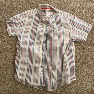 Cat & Jack Boys multi-color Casual Striped Button Down Shirt Sz 6/7